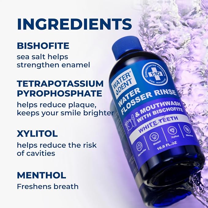 Concentrated Water flosser Rinse & mouthwash Teeth WHITENING | Add to Water Flossers| Fruit Flavor | 2 Pack = 33.8 fl.oz | Peroxide Free. Made in USA-Ruum Studio Home