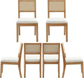 Westice Rattan Dining Chairs Set of 6, Farmhouse Natural Dining Room Chairs with Upholstered Cushion, Wood Armless Chairs for Kitchen/Restaurant-Ruum Studio Home