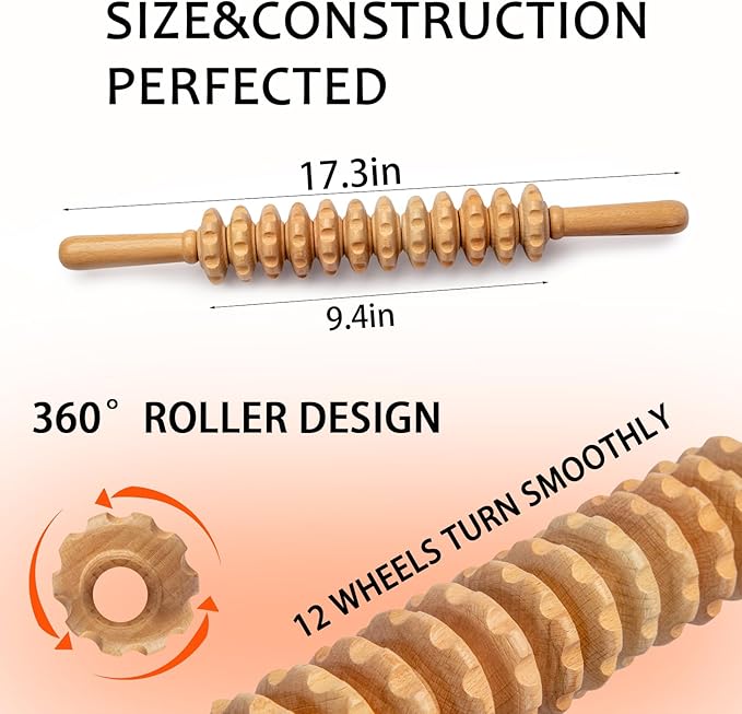 Beech Wood Body Massage Roller - Anti Cellulite Therapy Tools for Body Shaping-Ruum Studio Home