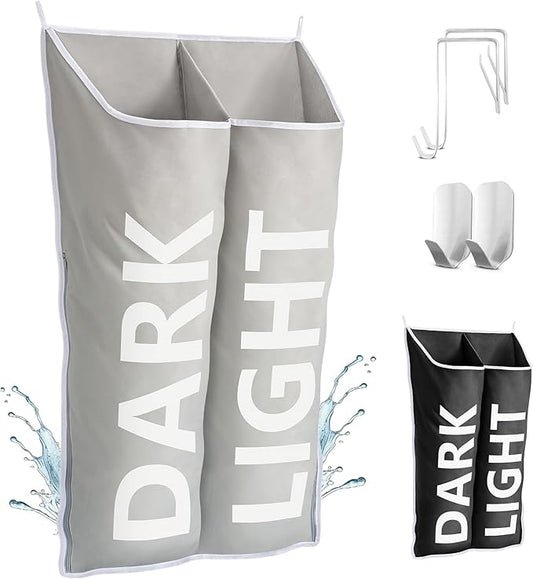 Hanging Laundry Hamper Bag XL 40x22", Space Saving over the Door Storage Bags, Behind the Door Hampers for Dirty Clothes & Wall Mounted Basket for Bathroom, Organizer for Small Room Spaces RV-Ruum Studio Home