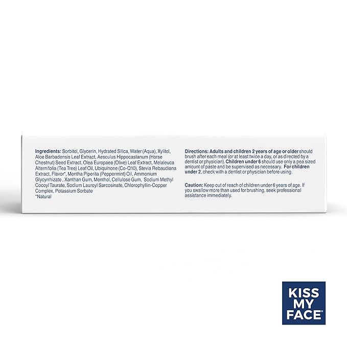 Kiss My Face Triple Action Toothpaste Gel, Herbal Mint Flavor, Removes Plaque, Whitens Teeth, Prevents Tartar, with Tea Tree Oil and Aloe, Fluoride Free, Vegan, 4.5 oz, 6 Pack-Ruum Studio Home