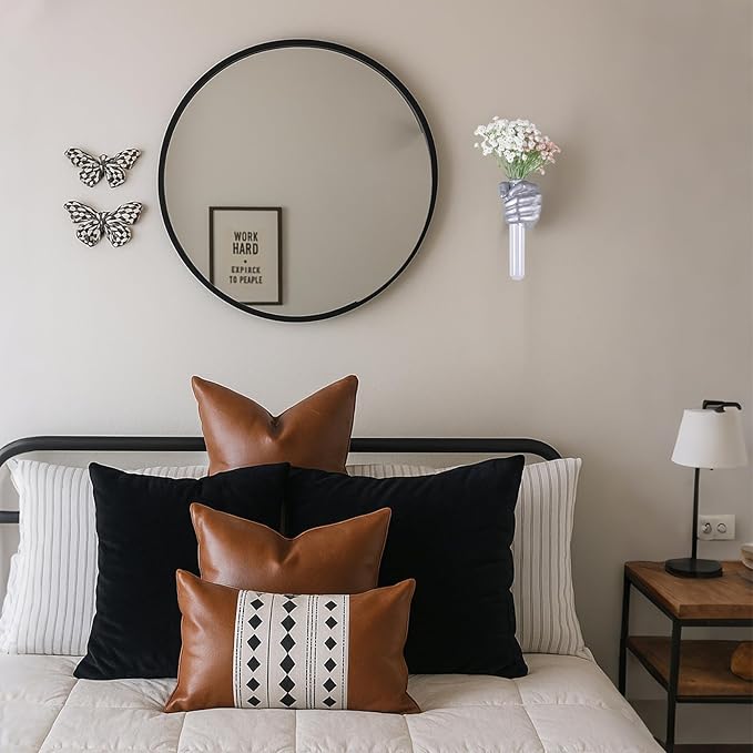 Silvery Wall Sculptures, Hand Vases Home Decor, Wall Mount Art Sculpture, Unique Wall Art Statue, Funky Flower Vase Decorations, Modern Eclectic Hanging Decor,Glass Test Tube Vase (Silvery)-Ruum Studio Home