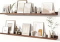 Fun Memories Picture Ledge Shelves Set of 2, 24 Inch Rustic Wall Mounted Floating Shelves with Lip for Home Storage and Décor in Bathroom, Kitchen, Nursery, Bedroom, Living Room, Walnut-Ruum Studio Home