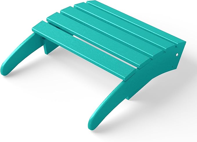 WestinTrends Outdoor Ottoman, Patio Adirondack Ottoman Foot Rest, All Weather Poly Lumber Folding Foot Stool for Adirondack Chair, Widely Used for Outside Porch Pool Lawn Backyard, Turquoise-Ruum Studio Home