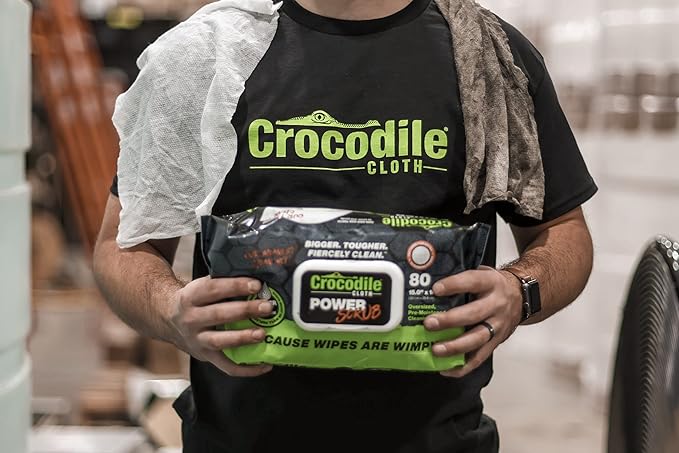Crocodile Cloth Power Scrub - 6 pack. 480 (15" x 10") Heavy Duty Cleaning Wipes. Safe on Skin & Multiple Surfaces. Infused with Aloe & Vitamin E. Textured, Large, Pre-Moistened & Absorbent.-Ruum Studio Home