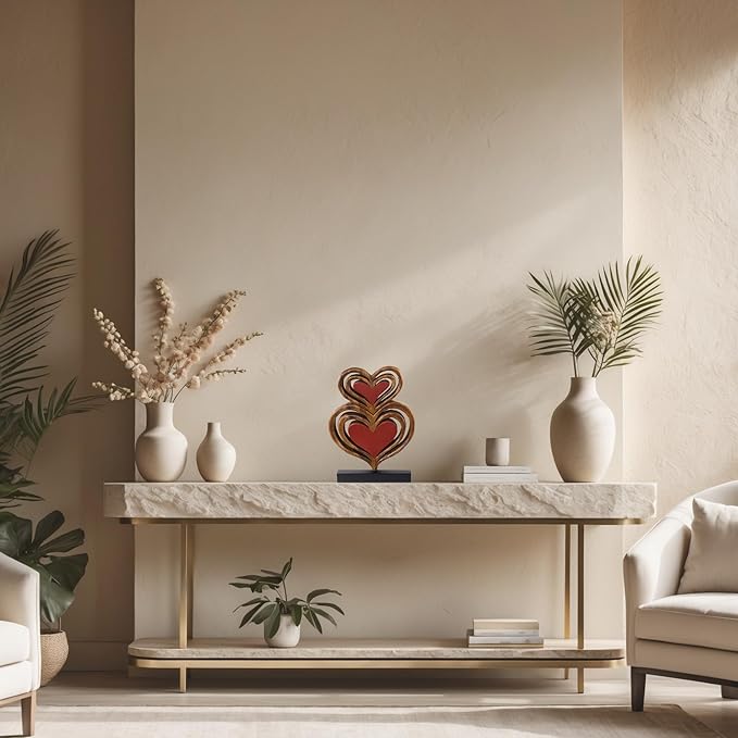 Decozen Gifts for Mom - Wooden Heart Sculpture - Mother's Day Birthday Gifts, Home, Office, Living Room, Shelf, Fireplace, Farmhouse, Tabletop, Boho and Mantle Decor - Mothers Day Decorations-Ruum Studio Home