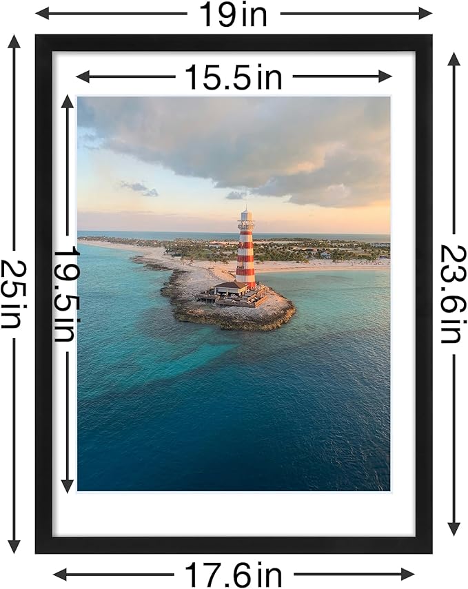 Vittanly 18x24 Picture Frames Set of 9, Shatter Resistant Plexiglass, Display 16x20 Pictures with Mat or 18x24 without Mat, Photo Frames for Wall or Tabletop, PVC Frame, Black-Ruum Studio Home
