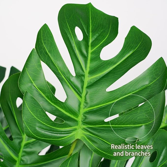 Melorca&Guilla Artificial Plants 2PCS 30“Large Fake Monstera Plants,Faux Tropical Palm Plant,Tall Artificial Tree Greenery Shrubs Bushes for Garden Porch Window Box Shop Office Home Décor-Ruum Studio Home