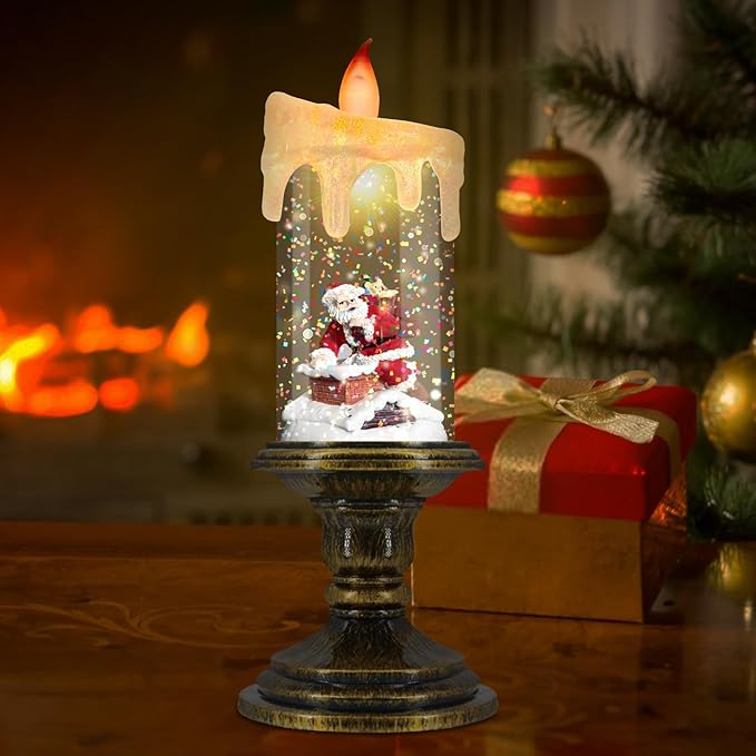Christmas Flameless Candles, Flickering LED Candles with Timer, Snow Globe Candle Lights for Christmas Decorations-Ruum Studio Home