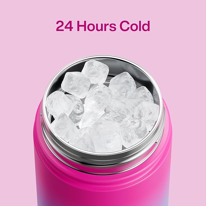 Insulated Water Bottle with Straw Stainless Steel Water Bottle, Leak-Proof, BPA-Free, Double Wall Vacuum Keeps Cold for 24 Hours for Sports, Travel, School (18 oz, Lime Sorbet)-Ruum Studio Home