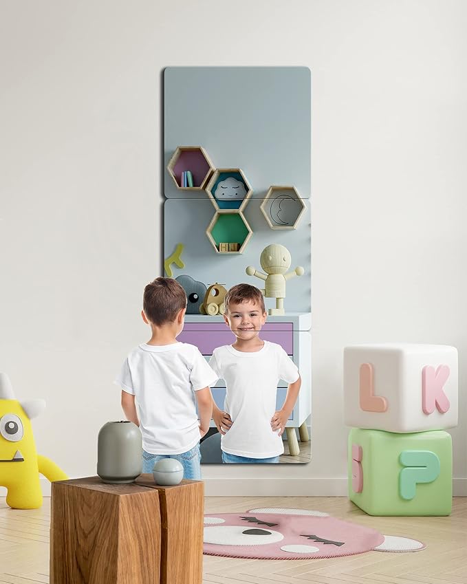 Unbreakable Plexiglass Acrylic Mirror for Kids, 1 PCS 8 x 8 inch, Shatterproof Safe Mirror for Wall, Used for Hand Makeup Mirrors, Hang Mirro, Bedroom Door Mirro, Shaving Mirrors, Workout Mirro-Ruum Studio Home