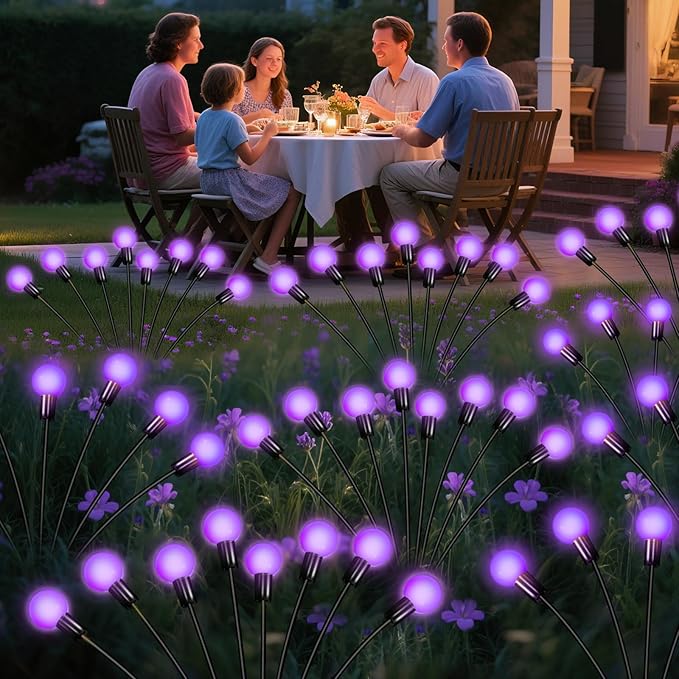 Solar Garden Lights – 16 LEDs Solar Firefly Lights, Purple Swaying Lights Outdoor Waterproof, 2 Pack 8 Heads Garden Decorative for Yard Patio Pathway Lawn Decorations-Ruum Studio Home