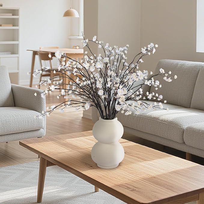 Geegoods 10 Stems White Faux Flowers for Vase – Real Touch Artificial Baby Breath Branches Long Stem for Tall Vase Indoor Home Table Centerpieces Decoration-Ruum Studio Home