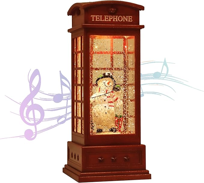 House & Garden Decoration,Christmas Lantern with 8 Pieces of Music,Sparkling Crystal Keep Circling Around The Snowman Families Music Box as a (Snowman)-Ruum Studio Home