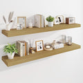 Marsmiles 55" Floating Shelves for Wall, Wooden Shelves with Invisible Brackets Set of 2, Rustic Farmhouse Wall Mounted Shelf for Kitchen Bathroom Living Room Study, Natural Oak-Ruum Studio Home