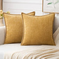 MIULEE Pack of 2 Couch Throw Pillow Covers 18x18 Inch Gold Farmhouse Decorative Pillow Covers with Stitched Edge Soft Chenille Solid Dyed Fall Pillow Covers for Sofa Bed Living Room-Ruum Studio Home