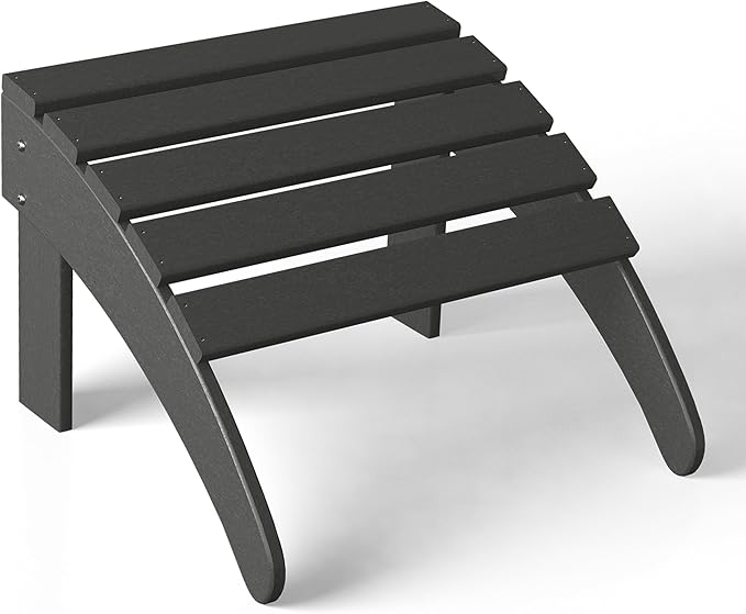 WestinTrends Outdoor Ottoman, Patio Adirondack Ottoman Foot Rest, All Weather Poly Lumber Folding Foot Stool for Adirondack Chair, Widely Used for Outside Porch Pool Lawn Backyard, Gray-Ruum Studio Home