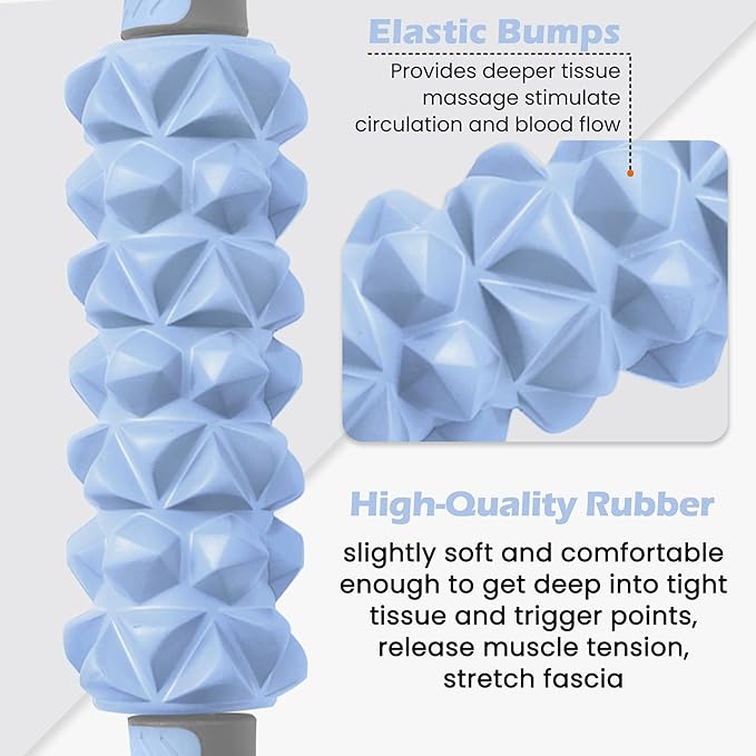 KITWILD Muscle Roller Stick, Massage Roller Stick for Athletes, Body Massage Stick for Muscles Deep Tissue, Muscle Relaxation Roller for Physical Therapy, Myofascial Release, and Yoga Therapy, Blue-Ruum Studio Home