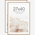 27x40 Poster Frame Set of 2 Natural Solid Oak Photo Frames with 24x36 Removable Mat Wall Hanging Large Handcrafted Frame with HD Plexiglass Wall and Tabletop Display Large Picture Frame-Ruum Studio Home