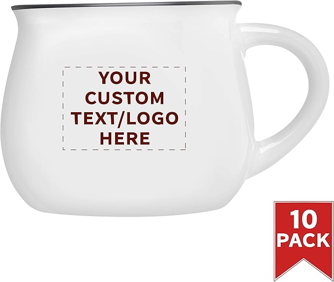 Custom Glazed Campfire Coffee Mugs 12 oz. Set of 10, Personalized Bulk Pack - Perfect for Coffee, Tea, Espresso, Hot Cocoa, Other Beverages - White-Ruum Studio Home