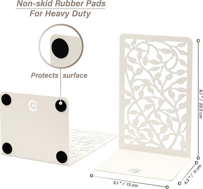 CNK Infinite Leaves Bookends - Metal Set of 2 for Heavy Books, Home Office & Decorative Book Stoppers-Ruum Studio Home