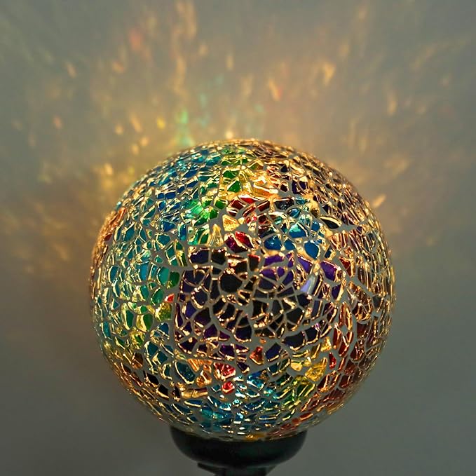 Solar Garden Lights Outdoor Decorative - Solar Gazing Ball Mosaic Garden Stakes Decorative Waterproof Outdoor Lights for Pathway Yard Lawn Decoration Multi-Ruum Studio Home