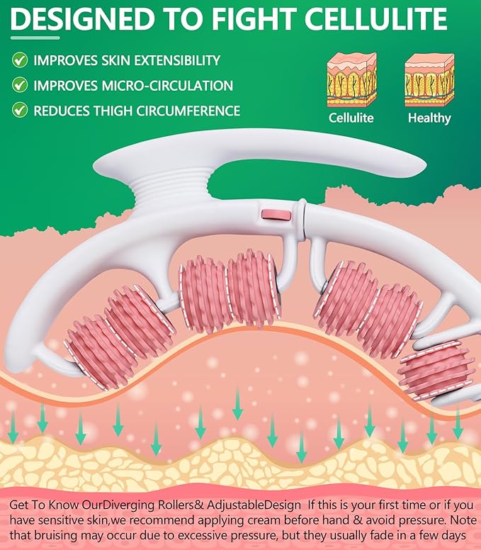 Cellulite massage tool | 360°removable cellulite remover for legs & Lymphatic Drainage Massager | Fascia Blaster for Contoured & Smoother Skin,Tool for Sore Arms, Legs, Stomach & ButtocksGreen-Ruum Studio Home