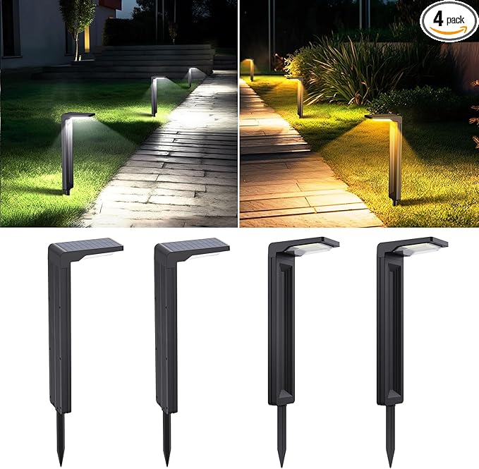 Sunvivo Solar Pathway Lights,2 Modes(Cold White/Warm White),Bright Solar Path Lights Outdoor Waterproof,Perfect Guide Light or Deco for Sideway,Driveway,Walkway,Backyard,Garden,Lawn,Event(4Pack)-Ruum Studio Home