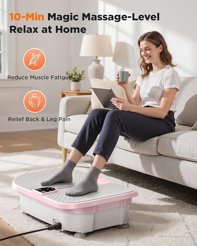 FEIERDUN Vibration Plate Exercise Machine, 400 LBS Capacity Vibration Plate for Lymphatic Drainage, Max Space for Whole-Body Workout & Relaxation at Home-Ruum Studio Home