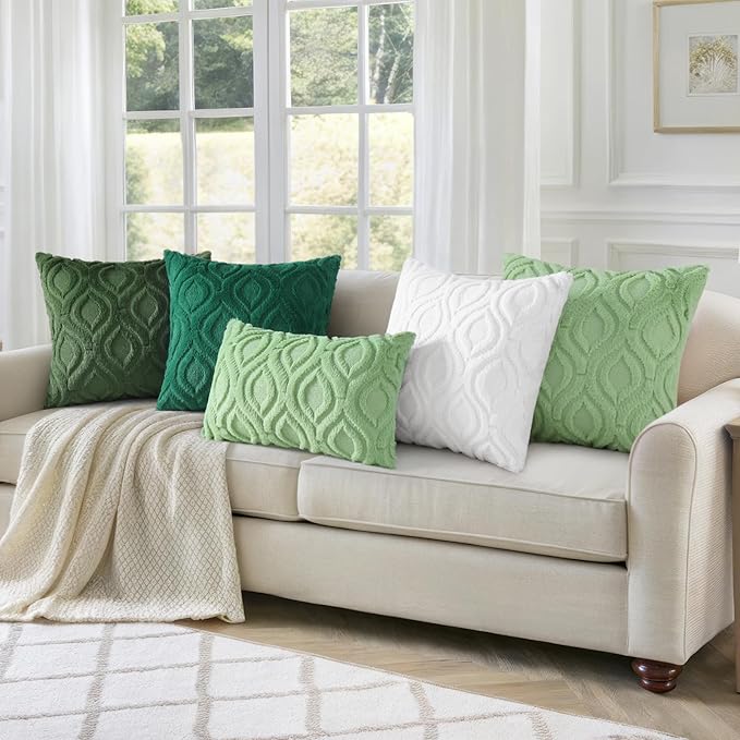 decorUhome Throw Pillow Covers 24x24 Inch Set of 2, Soft Plush Decorative Faux Fur Forest Elf Solid Couch Pillow Covers, Accent Farmhouse Neutral Square Euro Pillow Cases for Sofa Bed Living Room-Ruum Studio Home