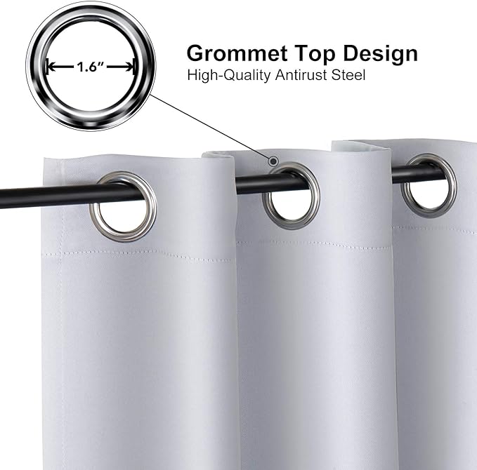 ChrisDowa Small Window Curtains 40 inches Long for Bedroom - Grommet Short Thermal Insulated Room Darkening Curtains for Kitchen (2 Panels, Greyish White, 29 x 40 Inch)-Ruum Studio Home