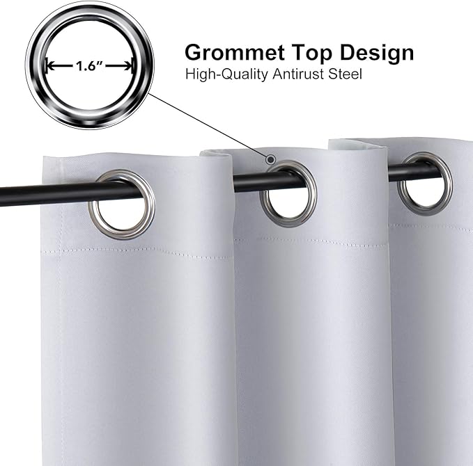 ChrisDowa Grommet Room Darkening Curtains for Bedroom and Living Room - 2 Panels Set Thermal Insulated Blackout Curtains (Greyish White, 42W x 84L)-Ruum Studio Home