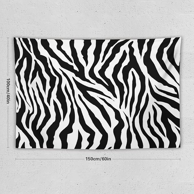 HZOHNAGO Zebra Print Tapestry Nature Wild Animals Black and White Stripe Printed Wall Tapestry Painting Wall Hanging for Bedroom Living Room Dorm 60" W x 40" H-Ruum Studio Home