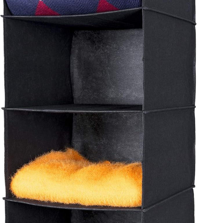 MAX Houser 6 Tier Shelf Hanging Closet Organizer, Closet Hanging Shelf with 2 Sturdy Hooks for Storage, Foldable (Black)-Ruum Studio Home