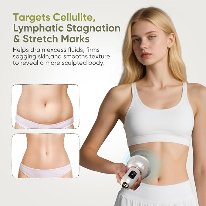Lymphatic Drainage Massager & Anti Cellulite Massage Tool — Body Sculpting Machinefor Legs, Arms & Belly, Body,Helps Reduce Stretch Marks & Cellulite,with Microcurrent, Light Heat & Vibration-Ruum Studio Home