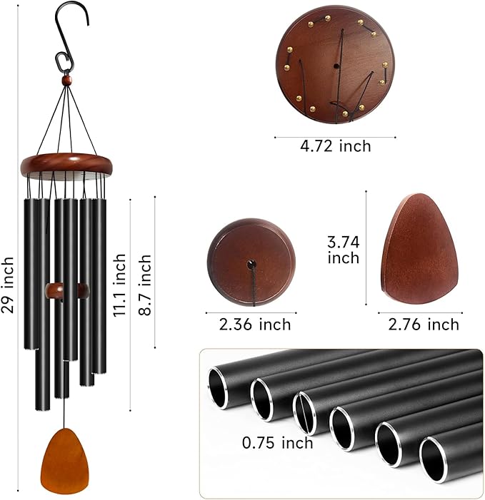 Wind Chime for Outside, 29 inch Aluminium Metal Wind Chimes, Relaxing Soothing Wind Chimes Outdoor, Decoration for Garden, Patio, Yard, Home, Gift for Mother's Day, Birthday(Waterdrop)-Ruum Studio Home