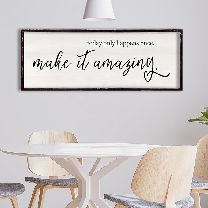 Today Only Happens Once Make It Amazing Framed Wall Art, 32''×12'' Rustic Religious Christian Lords Prayer Sign for God Jesus Christ Prayer, Horizontal Holy Inspirational Catholic Scripture Decor-Ruum Studio Home