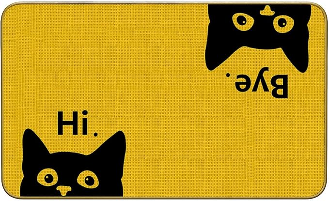Mingnei Hi Bye Cat Welcome Doormat Door Mat for Home Kitchen Entrance,Cat Door Mat,Funny Black Lover Floor Mats for House Front Indoor Inside Outdoor Outside Entryway Rug 30x17 Welcome Mat (Color-5)-Ruum Studio Home