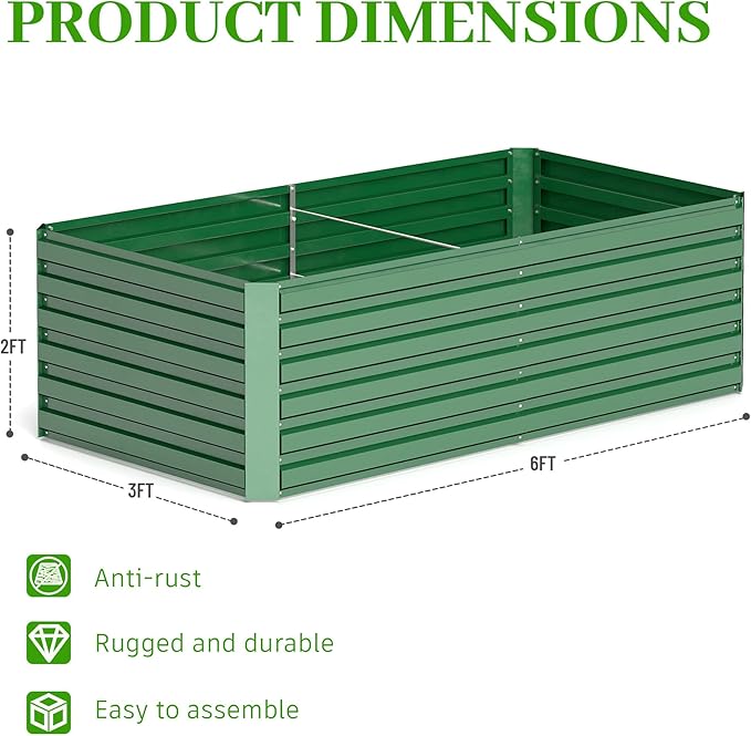 6x3x2 ft Raised Garden Bed, Large Metal Planter Raised Beds, Planters for Outdoor Plants for Vegetables, Flowers, Herbs, Fruits, and Succulents.(2 Pcs)-Ruum Studio Home