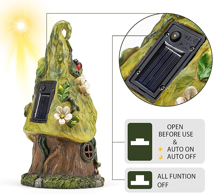 Garden Decor Outdoor Solar Statues, 9.4Inch Resin Fairy Garden Solar Lights Birthday Gifts for Women Yard Decorations, Gardening Gifts for Patio, Balcony, Porch Decor-Ruum Studio Home