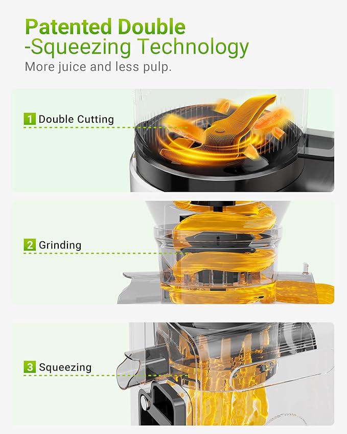 Cold Press Juicer Machines – 6.5'' Large Feed Chute for Whole Fruits & Vegetables, High Juice Yield, Easy To Clean-Ruum Studio Home