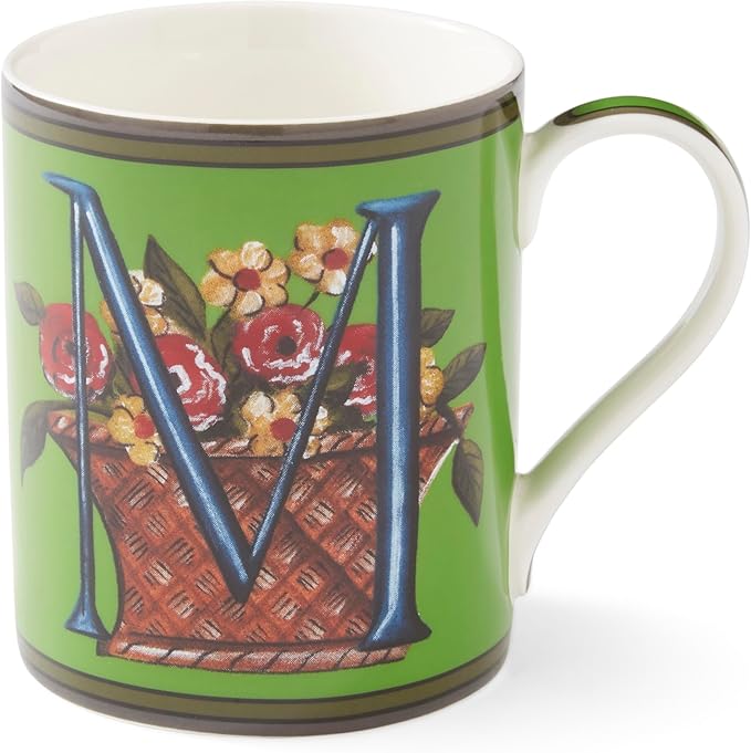 Spode Kit Kemp Alphabet Mug - Letter M Monogram in Fine China, 12oz Ceramic Coffee Cup for Hot Drinks, Personalized Drinkware for Unique Gifts, Dishwasher Safe Tea or Coffee Mug - Gift Box Included-Ruum Studio Home