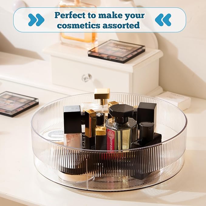FreshKeeper Plastic Lazy Susan Organizer, Clear Pantry Lazy Susan Turntable for Cabinet and Kitchen 11’’-Ruum Studio Home