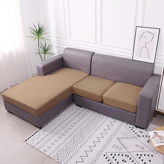 hyha Waterproof Couch Cushion Covers, Sectional Sofa Slipcovers Washable, L Shape Chaise Dog Couch Covers for Sectional Sofa, Universal Furniture Protector (1 Piece for Chaise XL, Camel)-Ruum Studio Home