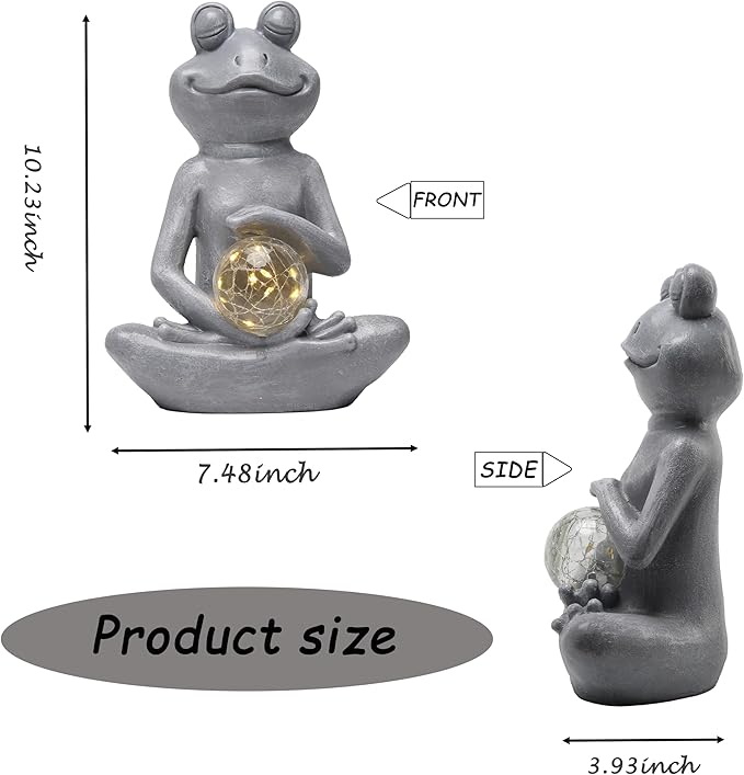 Solar Frog Garden Figurines Solar Lights Yoga Frog Statue for Outdoor Garden Patio Yard Frog Decor Gifts for Women Grandma Mother's Day Birthday Gifts-Ruum Studio Home
