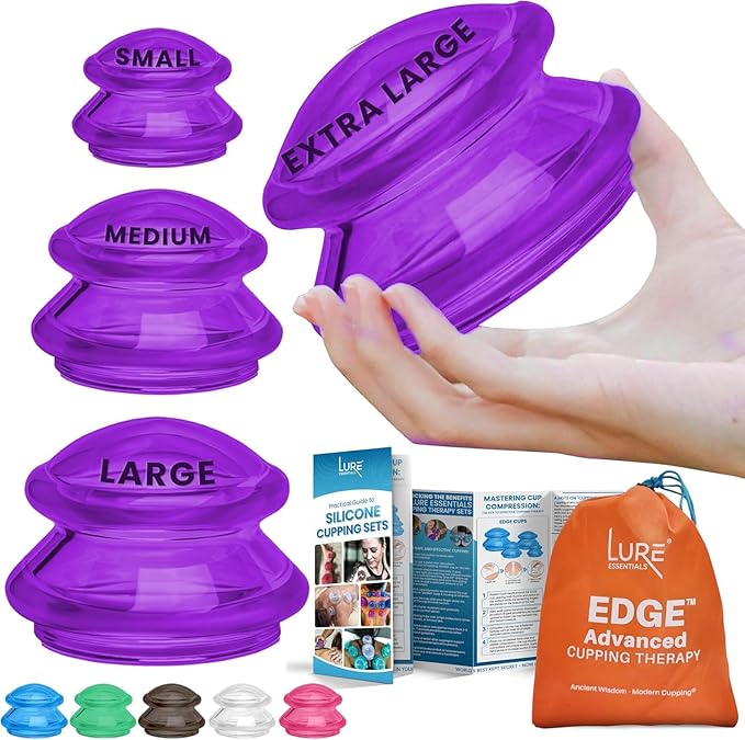 Silicone Cupping Therapy Set Professional Massage Cupping Cups for Cupping Therapy 4 Cup Kit for Massage, Myofascial Release, Cellulite Reduction (Lure Purple)-Ruum Studio Home