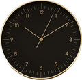 LUUK LIFESTYLE Modern Wall Clock with Silent Quartz Movement, Stylish & Functional, Decoration for Bedroom, 12 inch, in Black & Gold-Ruum Studio Home