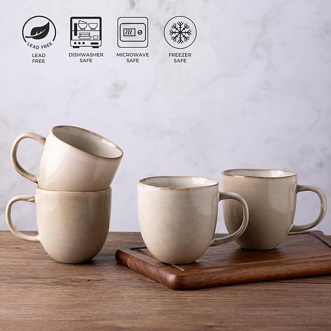 AmorArc 12oz Coffee Mugs, Ceramic Coffee Mugs set of 6 for Man, Woman, Dad, Mom, Modern Coffee Mugs with handle for Latte/Cappuccino/Milk/Cocoa. Dishwasher&Microwave Safe, Cappuccino-Ruum Studio Home