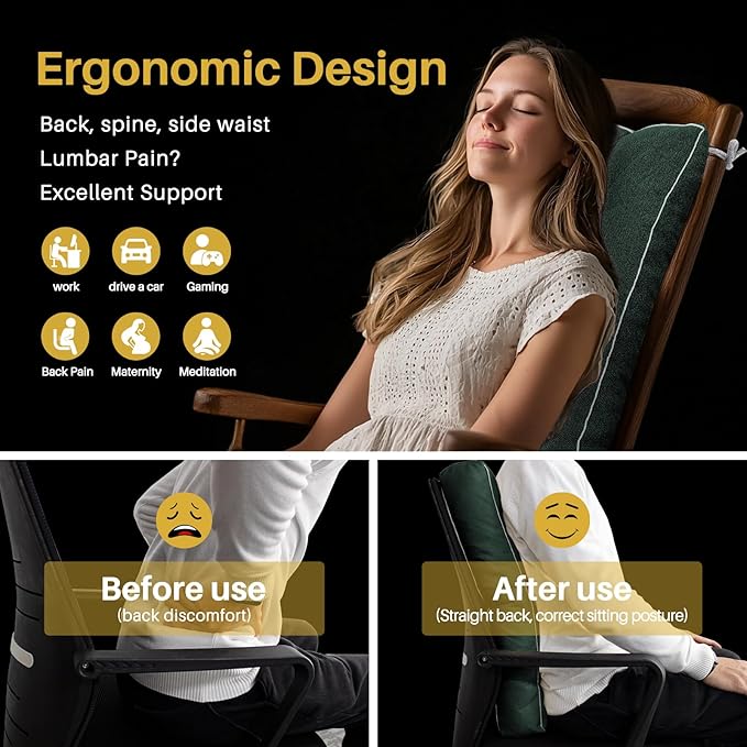 YZ HOME Rocking Chair Cushion, Set of Thicken Seat & Back Chair Cushions with Memory Foam, Non-Slip Chair Pad with Ties for for Indoor&Outdoor Rocker, Dark Green, 28 * 18 * 5/18x18x5-Ruum Studio Home