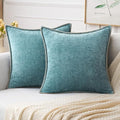 MIULEE Pack of 2 Couch Throw Pillow Covers 20x20 Inch Smoke Blue Farmhouse Decorative Pillow Covers with Stitched Edge Soft Chenille Solid Dyed Spring Pillow Covers for Sofa Bed Living Room-Ruum Studio Home